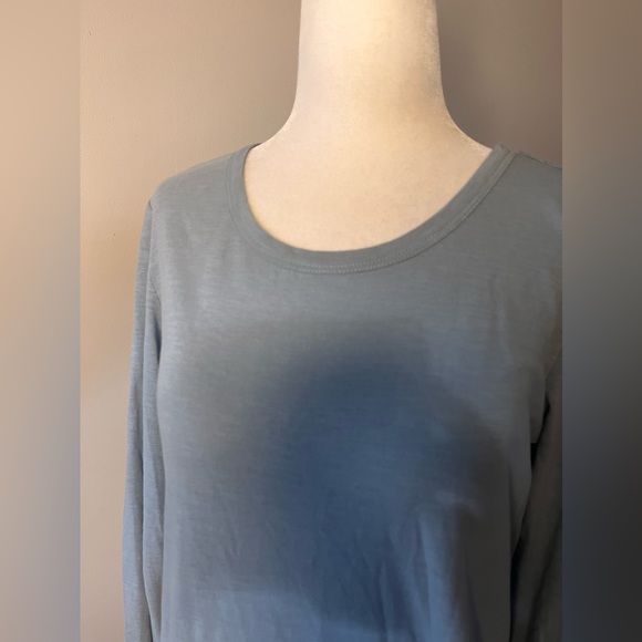 NWOT LOGO Pastel Blue Long Sleeved Tunic w/ Ruffles on the Bottom!! - Picture 7 of 9